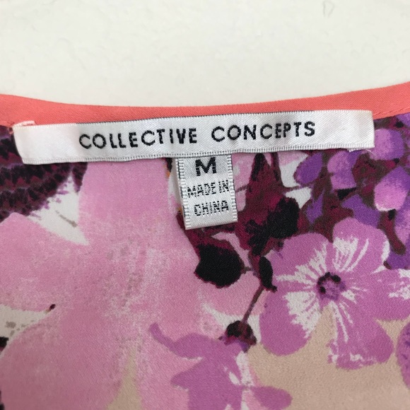 Collective Concepts Floral Peplum Sleeveless‎ Blouse Medium - Picture 3 of 4